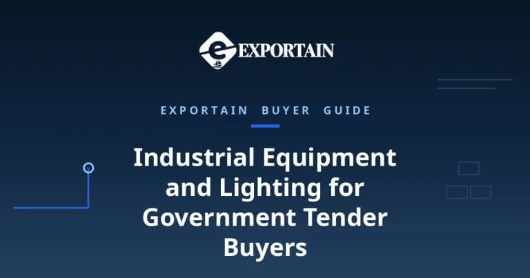 Navy title card: Industrial equipment and lighting sourcing from Bangladesh for government tender buyers