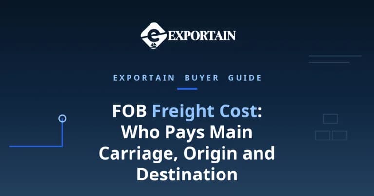 Navy title card: FOB Freight Cost, who pays main carriage, origin and destination