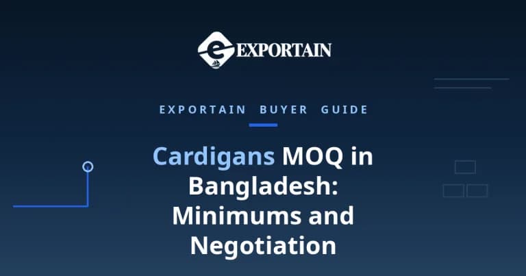 Navy title card: Cardigans MOQ in Bangladesh, minimums and negotiation