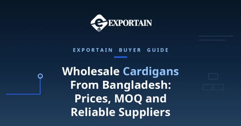 Navy title card: Wholesale cardigans from Bangladesh, prices, MOQ and supplier checks