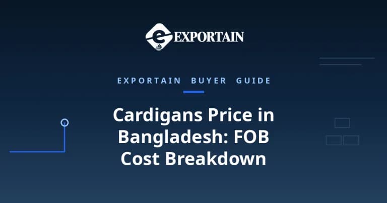 Navy title card: Cardigans Price in Bangladesh, FOB Cost Breakdown for Buyers.