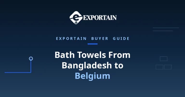 Navy title card: Bath Towels From Bangladesh to Belgium, with Belgium highlighted