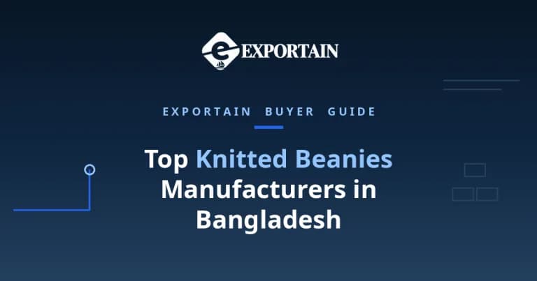 Navy title card: Top Knitted Beanies Manufacturers in Bangladesh, buyer guide