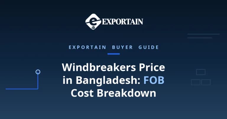 Navy title card: Windbreakers Price in Bangladesh, FOB cost breakdown for buyers
