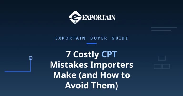 Navy title card: 7 Costly CPT Mistakes Importers Make, with CPT Mistakes highlighted
