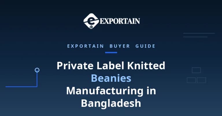 Navy title card: Private Label Knitted Beanies, with Knitted Beanies highlighted