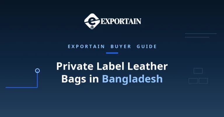 Navy title card: Private Label Leather Bags in Bangladesh, a buyer guide