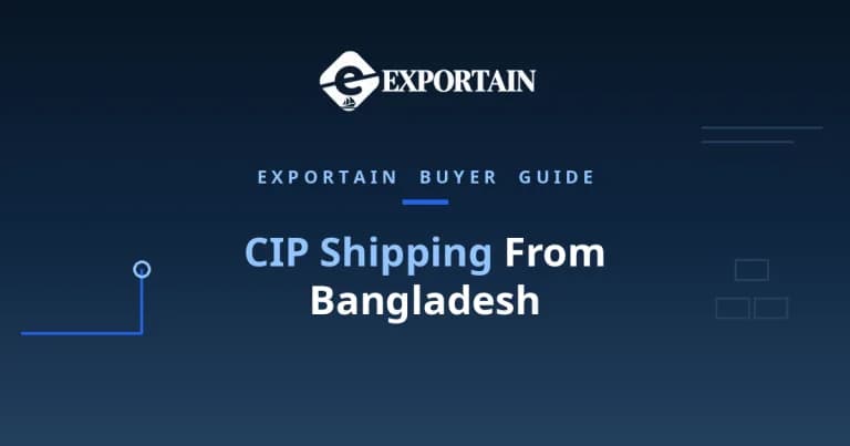 Navy title card: CIP Shipping From Bangladesh, handover, insurance and costs