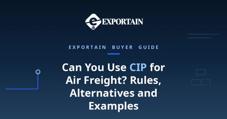 Navy title card: Can You Use CIP for Air Freight, with the Exportain logo