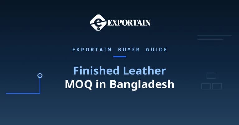 Navy title card: Finished Leather MOQ in Bangladesh, lot, grade and shade splits
