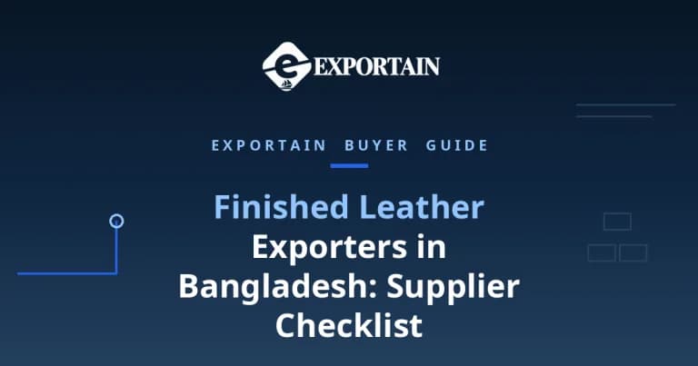 Navy title card: Finished Leather Exporters in Bangladesh, supplier checklist