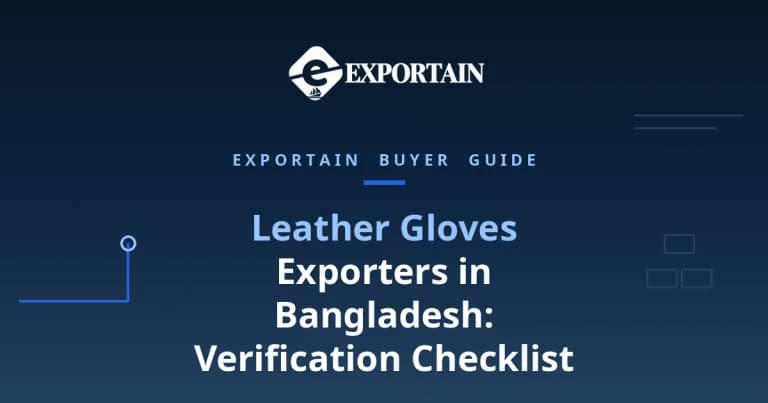 Navy title card: Leather Gloves Exporters in Bangladesh, verification checklist