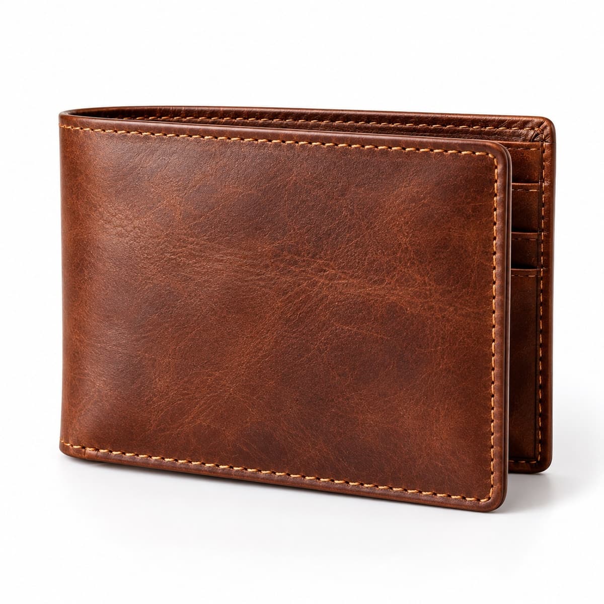 Slim Bifold Leather Wallet with RFID-Blocking Lining