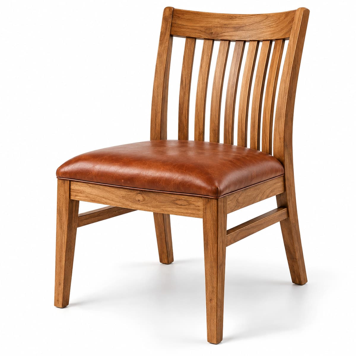 Upholstered Mango Wood Dining Chair, Leather Seat