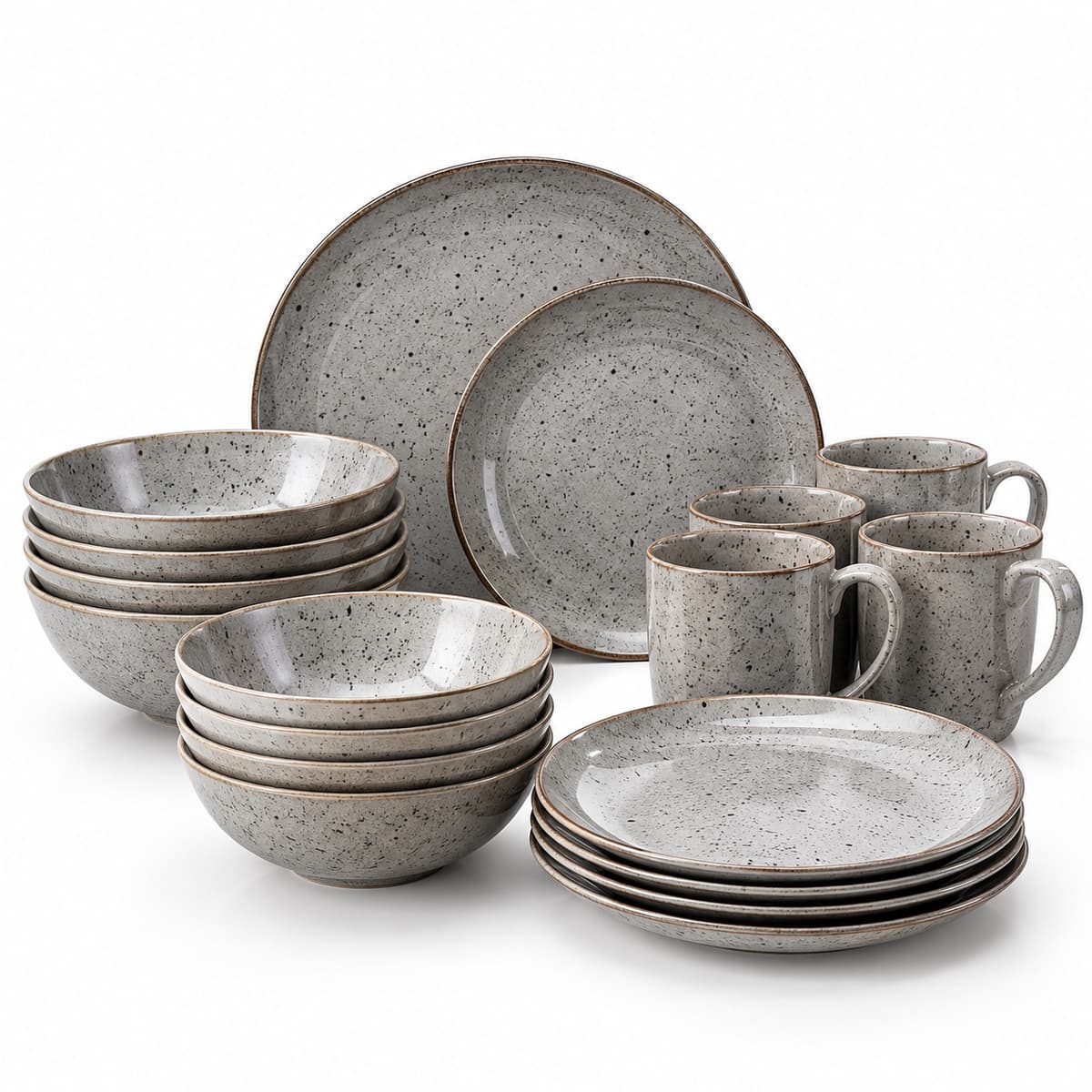 Melamine Dinner Set, 16 Pieces, Stoneware Look